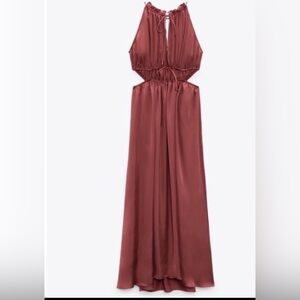 Zara Burgundy Maxi Dress The fabric is made of pure silk